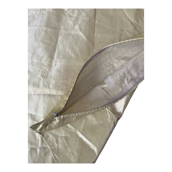 Set of 2 Boho Silk Throw Pillow Covers 16.5” Beige Patchwork Embroidered Mandala - Picture 4 of 5